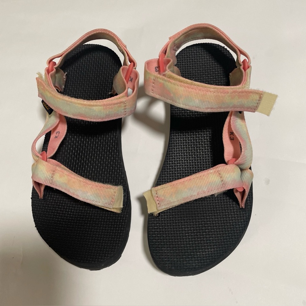 Teva Kids Tie-Dye Pink Yellow Strap Sandals